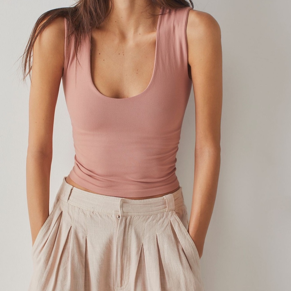 Free People Pink Clean Lines Muscle Tank